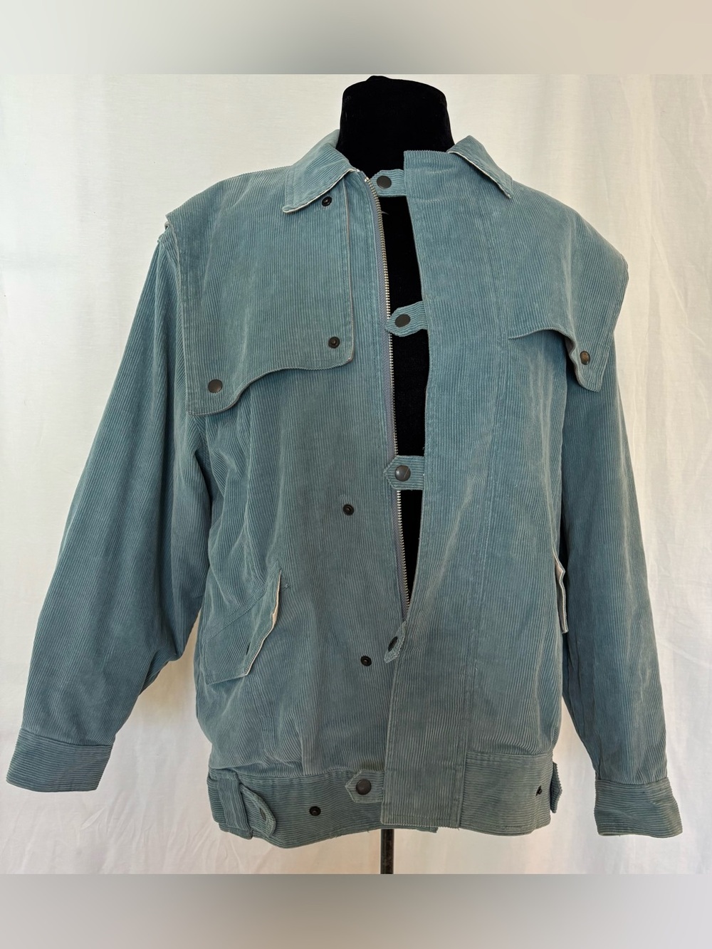 Vintage Teal Corduroy Utility Jacket Womens L Oversized Normcore 90s Art Teacher